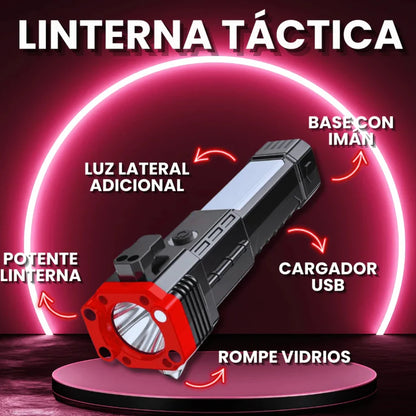 Linterna Táctica ™ | 4 en 1 con Martillo De Seguridad