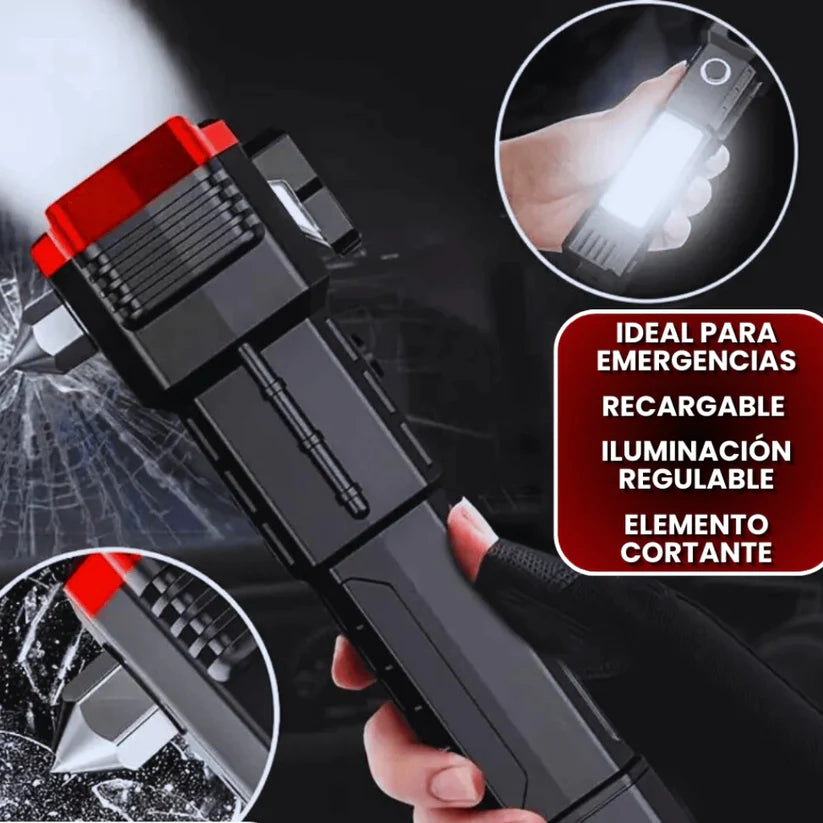 Linterna Táctica ™ | 4 en 1 con Martillo De Seguridad