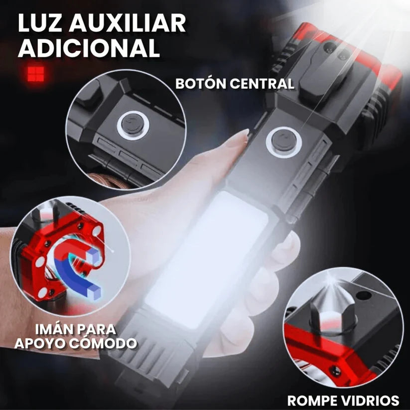 Linterna Táctica ™ | 4 en 1 con Martillo De Seguridad